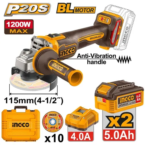 20V Cordless Angle Grinder Brushless 1200W