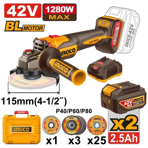 42V Cordless Angle Grinder 1280W