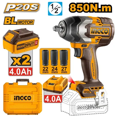 20V Cordless Impact Wrench Brushless 850Nm