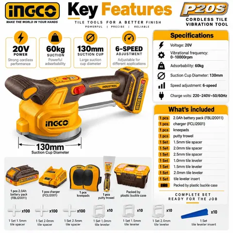 20V Cordless Tile Vibration Machine — 2
