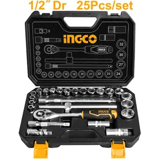 طقم مفاتيح سفيك (Socket) انجكو 25 قطعة 1/2"