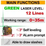 16V Cordless 3D Laser Level 12 Lines — 2
